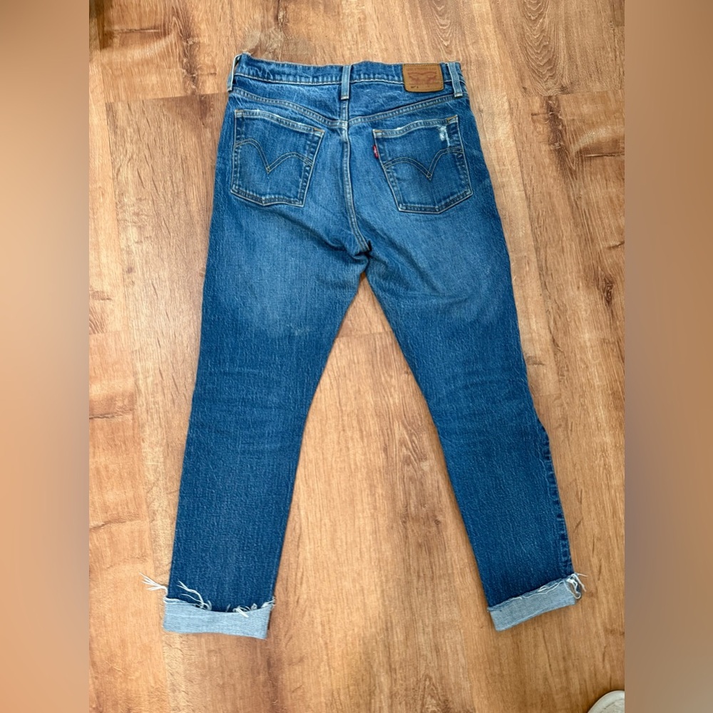 Levi's Medium Blue Straight Leg Rolled Cuff Jeans